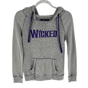 Wicked Wear Sweatshirt Womens XS Gray Purple Pullover Hoodie Organic Cotton